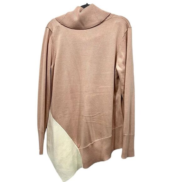 NWOT Calvin Klein cowl neck asymmetrical oversized sweater earth tones s… - Picture 3 of 8